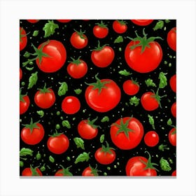 Tomato On Black Background Canvas Print