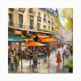 Paris Street Scene.Cafe in Paris. spring season. Passersby. The beauty of the place. Oil colors.1 Stampe su tela