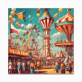 Dreamscape Extravaganza Whimsical Wonders At The Surreal Carnival Canvas Print
