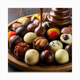 Chocolates On A Plate Canvas Print