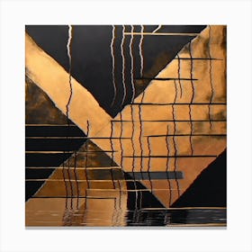 Abstract Black And Gold Painting Black And Gold Wall Art 1 Canvas Print