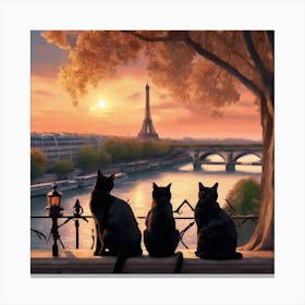 cats in paris 3 Canvas Print