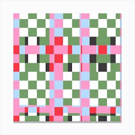 Weave Mix Pink Green Square Canvas Print