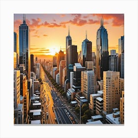 Melbourne, Australia Cubism Style Canvas Print