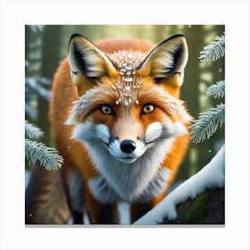 Fox In The Snow 15 Canvas Print