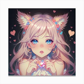 Cute Girl With Fluffy Ears(1) Canvas Print
