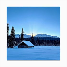 A Serene Polar Wilderness At Sunset Where The Gradient Of An Ethereal Blue Sky Clashes With The Coo (1) Canvas Print