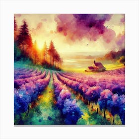 Lavender Field At Sunset 2 Canvas Print