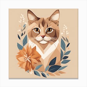 Floral Cat Portrait Flowers (8) Canvas Print