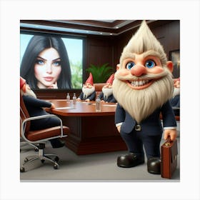 Gnome In A Meeting Canvas Print