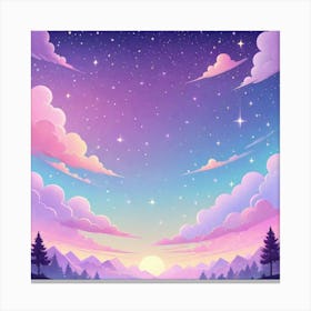 Sky With Twinkling Stars In Pastel Colors Square Composition 239 Canvas Print