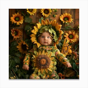 Sunflower Baby Portrait Canvas Print