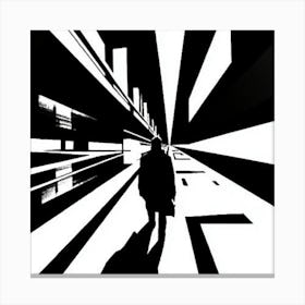 Man Walking Down A Street Canvas Print