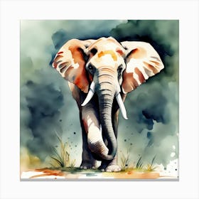 Elephant Watercolor Painting Canvas Print