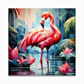 Cubism Art, Flamingo 2 Canvas Print