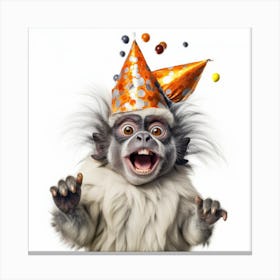 Monkey In A Party Hat Canvas Print