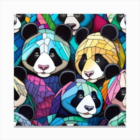 Panda Bears pop art stained glass Canvas Print