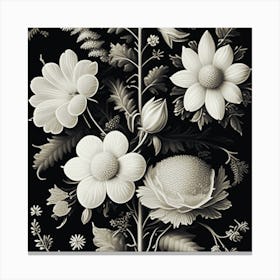 Flowers On A Black Background Canvas Print