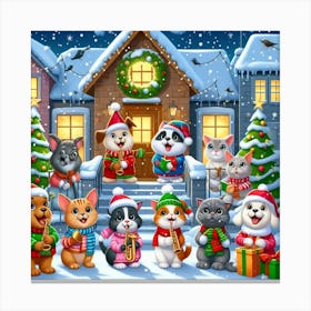 Christmas Pets 1 Canvas Print