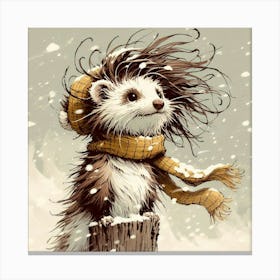 Ferret In The Snow 1 Canvas Print