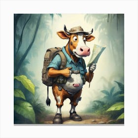 Cow In The Jungle Canvas Print