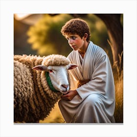 Jesus With Sheep Canvas Print