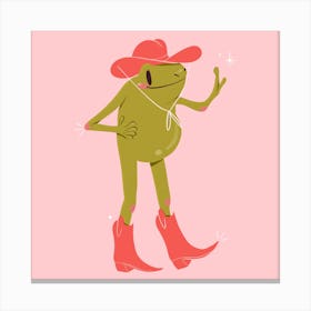 Howdy Partner | Pink Cowboy Frog 1 Canvas Print