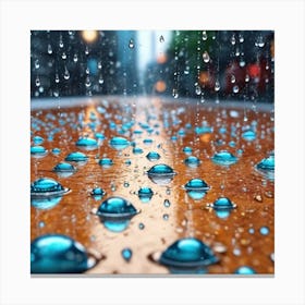 Raindrops On The Street Canvas Print