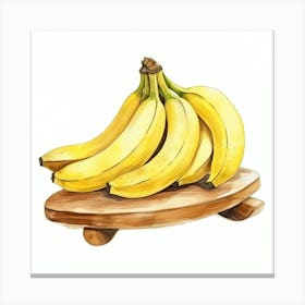 Bananas On A Wooden Plate Canvas Print