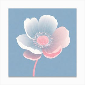 A White And Pink Flower In Minimalist Style Square Composition 390 Canvas Print