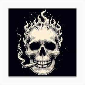 Skull With Cigarette Canvas Print