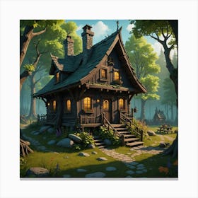 Cottage In The Woods Canvas Print