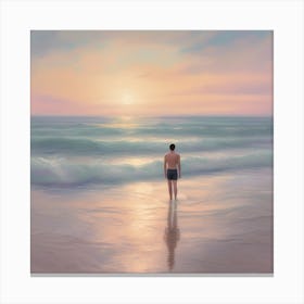 Sea Swimming In The Beach 1 Canvas Print