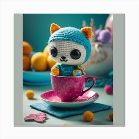 Cat In A Cup Canvas Print
