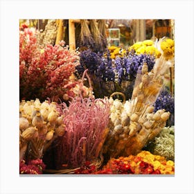 Flowers In A Market Canvas Print