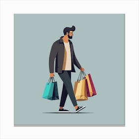 Man With Shopping Bags Canvas Print