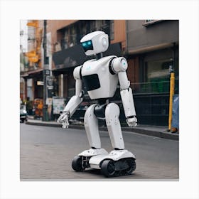 Robot On The Street 3 Canvas Print