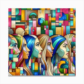 Women In A Row Canvas Print