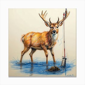 Deer Fishing 7 Canvas Print