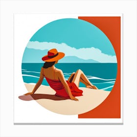 Woman Enjoying The Sun At The Beach 5 Canvas Print