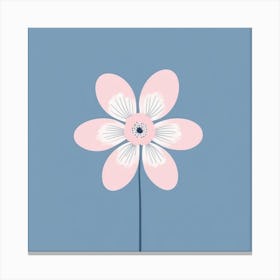 A White And Pink Flower In Minimalist Style Square Composition 719 Canvas Print