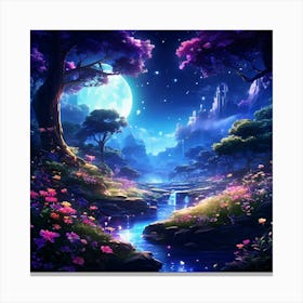 Forest At Night Canvas Print