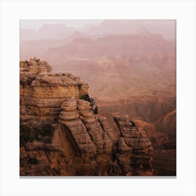 Pink Canyon Scenery Square Canvas Print