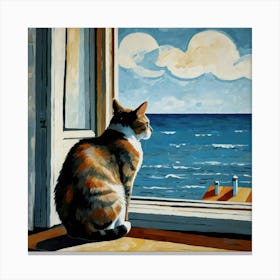 Cat Looking Out The Window 5 Canvas Print