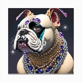 Bulldog With Pearls Canvas Print