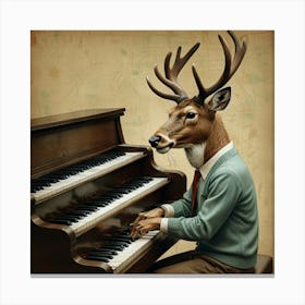 Deer At The Piano 1 Canvas Print