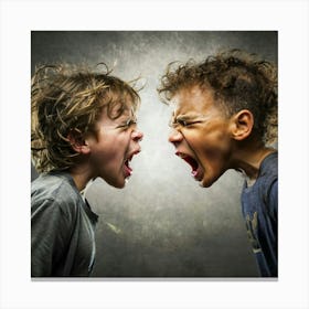 Two Boys Yelling Canvas Print
