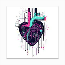 Heart Of Technology.Generated AI. Wall Art Print Canvas Print