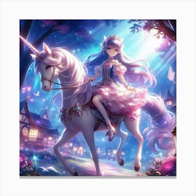 Princess On A Unicorn Canvas Print