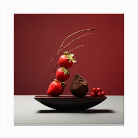 Artjuicebycsaba Chocolate Covered Strawbery Meets Japanese Zen 14 Canvas Print